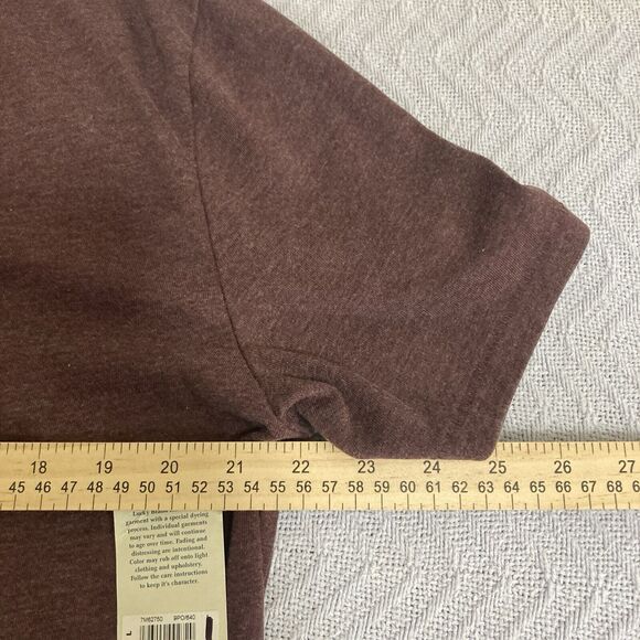 Lucky Brand New T Shirt Men Large Burgundy Short Sleeve V Neck Venice Burnout - Picture 11 of 12